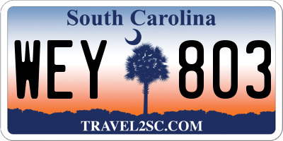 SC license plate WEY803