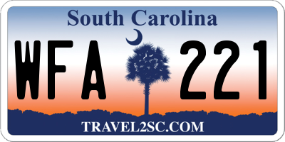 SC license plate WFA221