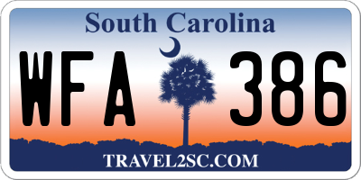 SC license plate WFA386