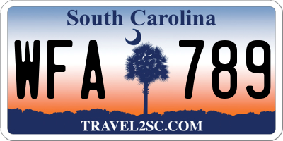 SC license plate WFA789