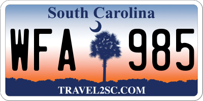 SC license plate WFA985