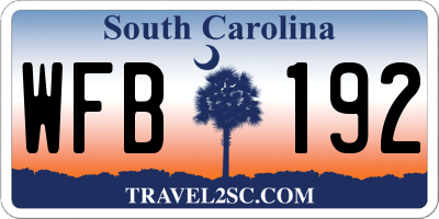 SC license plate WFB192