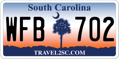 SC license plate WFB702