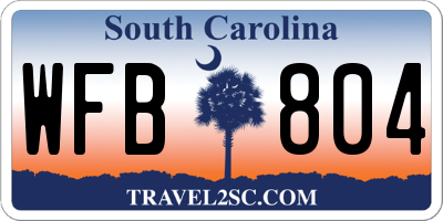 SC license plate WFB804
