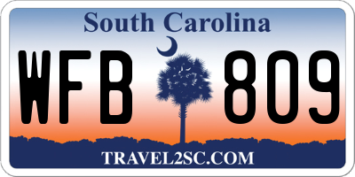 SC license plate WFB809