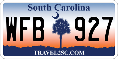 SC license plate WFB927