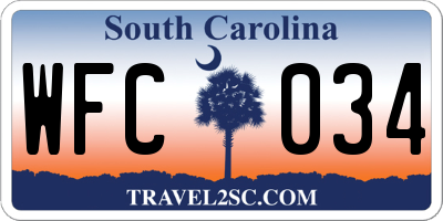 SC license plate WFC034