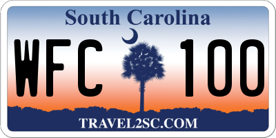 SC license plate WFC100
