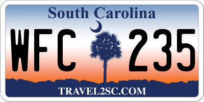 SC license plate WFC235