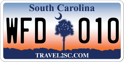SC license plate WFD010