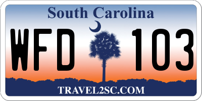 SC license plate WFD103