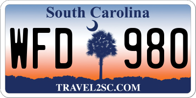 SC license plate WFD980