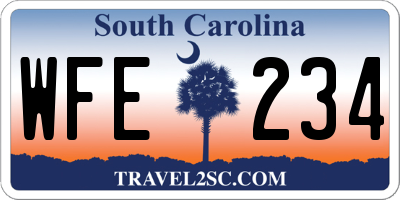 SC license plate WFE234
