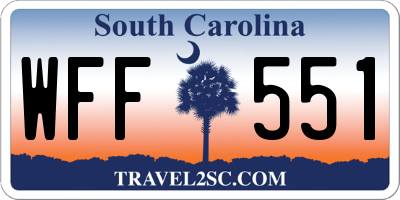 SC license plate WFF551