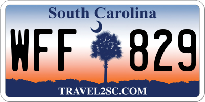 SC license plate WFF829