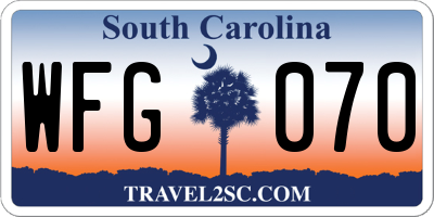 SC license plate WFG070