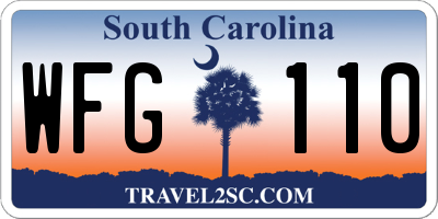 SC license plate WFG110