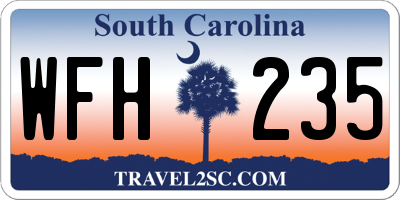 SC license plate WFH235