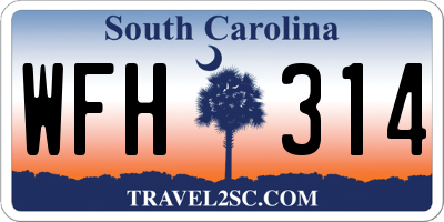 SC license plate WFH314