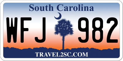 SC license plate WFJ982