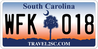 SC license plate WFK018