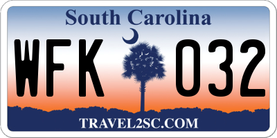 SC license plate WFK032