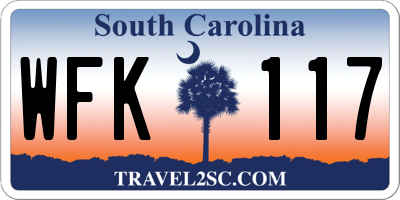 SC license plate WFK117