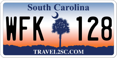 SC license plate WFK128