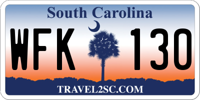 SC license plate WFK130