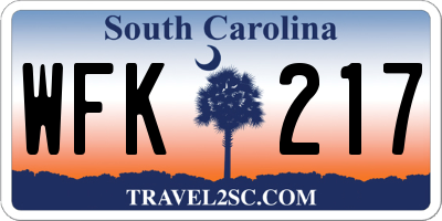 SC license plate WFK217