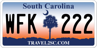 SC license plate WFK222