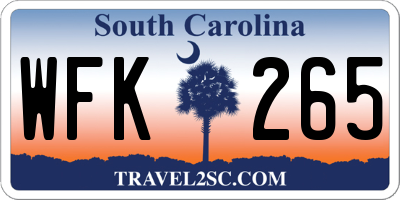 SC license plate WFK265