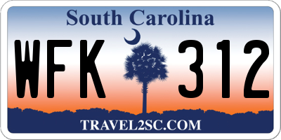SC license plate WFK312