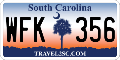 SC license plate WFK356