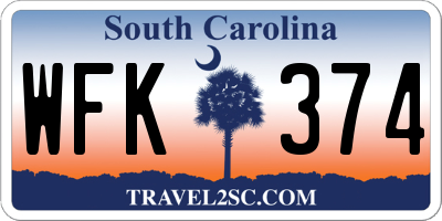 SC license plate WFK374