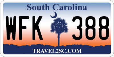 SC license plate WFK388