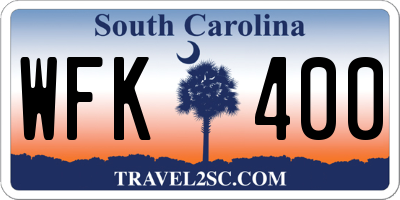 SC license plate WFK400