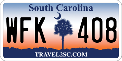 SC license plate WFK408