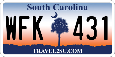 SC license plate WFK431