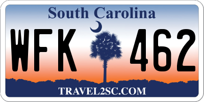 SC license plate WFK462