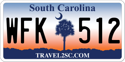 SC license plate WFK512