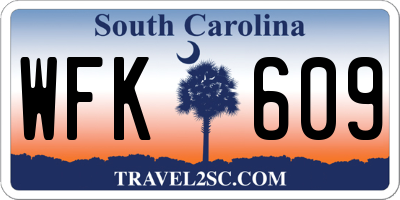 SC license plate WFK609