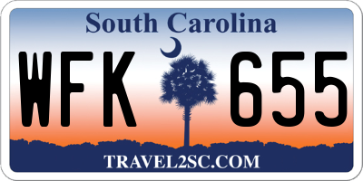 SC license plate WFK655