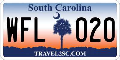 SC license plate WFL020