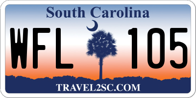 SC license plate WFL105
