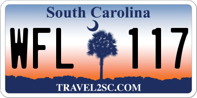 SC license plate WFL117