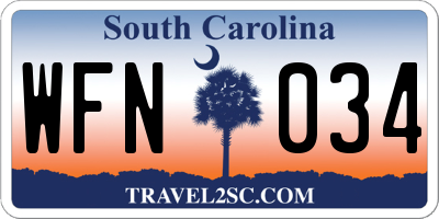 SC license plate WFN034
