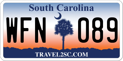 SC license plate WFN089