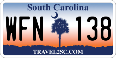 SC license plate WFN138