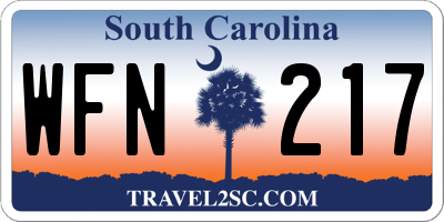 SC license plate WFN217